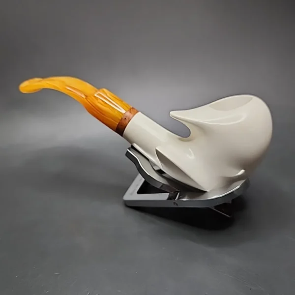 MBSD Meerschaum Deluxe Asymmetrical Dublin Block Meerschaum Pipe, Briar-Mortise - Image 5
