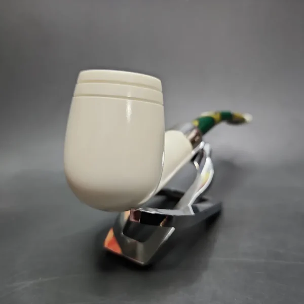 MBSD Meerschaum Deluxe Silver Bent Billiard Block Meerschaum Pipe, Briar-Mortise - Image 5
