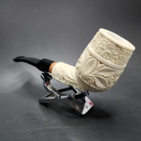 MBSD Meerschaum Deluxe Floral Cutty Block Meerschaum Pipe, Briar-Mortise - Image 5