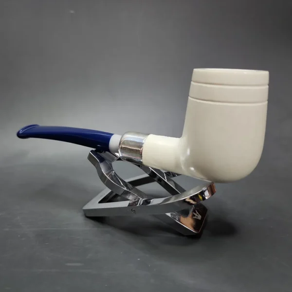 MBSD Meerschaum Deluxe Silver Billiard Block Meerschaum Pipe, Briar-Mortise - Image 5