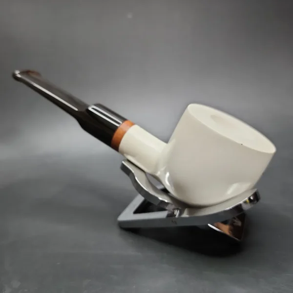 MBSD Meerschaum Deluxe Straight Pot Block Meerschaum Pipe, Briar-Mortise - Image 5