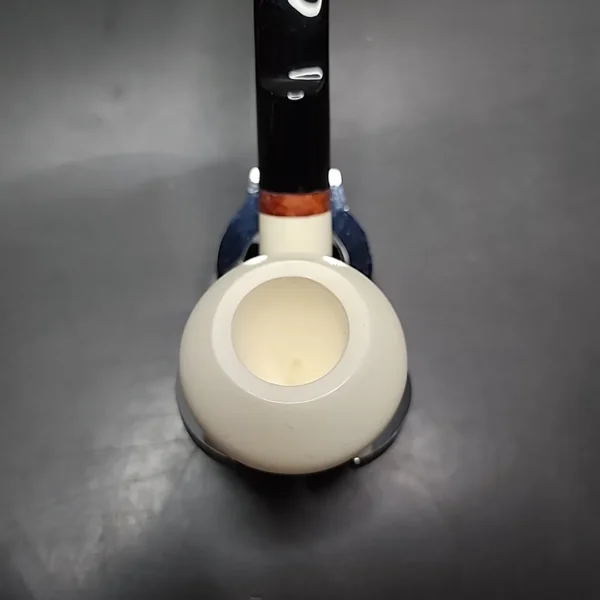 MBSD Meerschaum Deluxe Bent Rhodesian Block Meerschaum Pipe, Briar-Mortise - Image 6