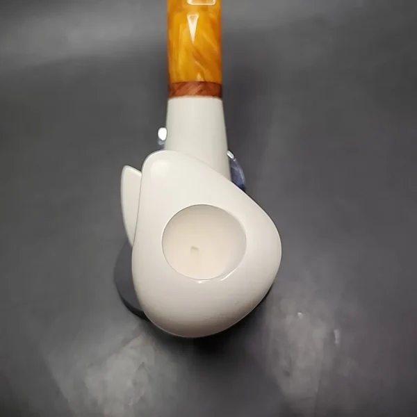 MBSD Meerschaum Deluxe Asymmetrical Dublin Block Meerschaum Pipe, Briar-Mortise - Image 6
