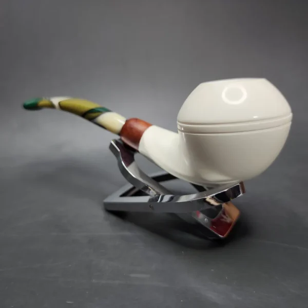 MBSD Meerschaum Deluxe Rhodesian Block Meerschaum Pipe, Briar-Mortise - Image 6