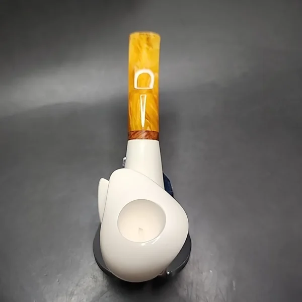 MBSD Meerschaum Deluxe Asymmetrical Dublin Block Meerschaum Pipe, Briar-Mortise - Image 7