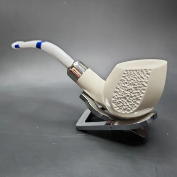 MBSD Deluxe Silver Meerschaum Panel Swan Block Meerschaum Pipe, Briar-Mortise - Image 7