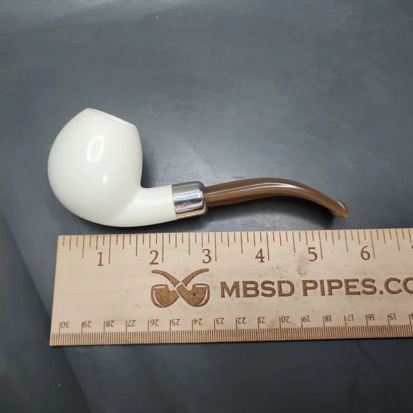 MBSD Meerschaum Deluxe Silver Bent Apple Block Meerschaum Pipe, Briar-Mortise - Image 7
