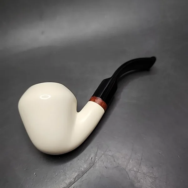 MBSD Meerschaum Deluxe Bent Rhodesian Block Meerschaum Pipe, Briar-Mortise - Image 8