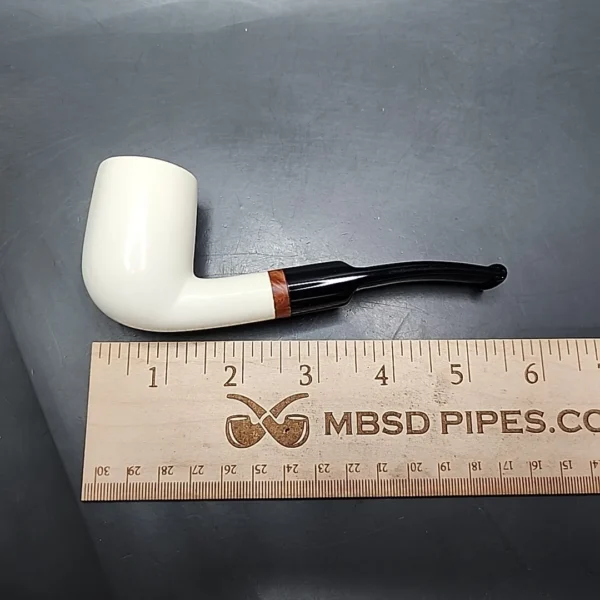 MBSD Meerschaum Deluxe Bent Billiard Block Meerschaum Pipe, Briar-Mortise - Image 8