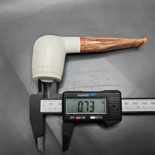 MBSD Meerschaum Deluxe Maigret Billiard Block Meerschaum Pipe, Briar-Mortise - Image 8