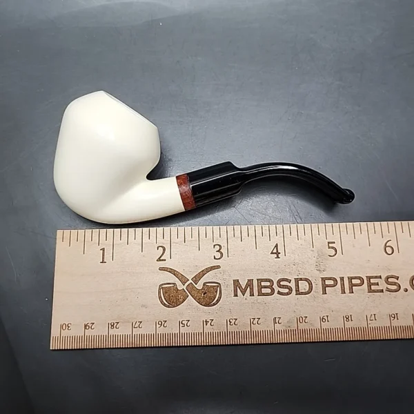 MBSD Meerschaum Deluxe Bent Rhodesian Block Meerschaum Pipe, Briar-Mortise - Image 9