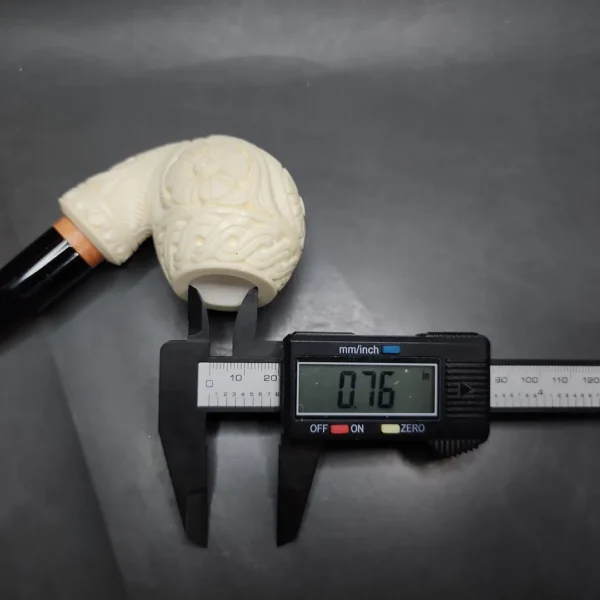 MBSD Meerschaum Deluxe Floral Rhodesian Block Meerschaum Pipe, Briar-Mortise - Image 9