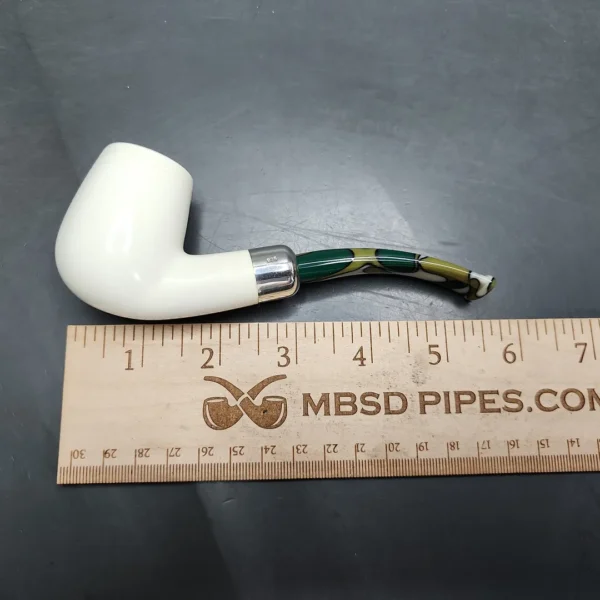 MBSD Meerschaum Deluxe Silver Bent Billiard Block Meerschaum Pipe, Briar-Mortise - Image 9
