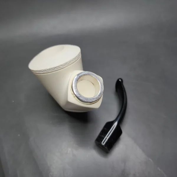 MBSD Meerschaum Silver Reverse Calabash Sitter Block Meerschaum Pipe, New - Image 9