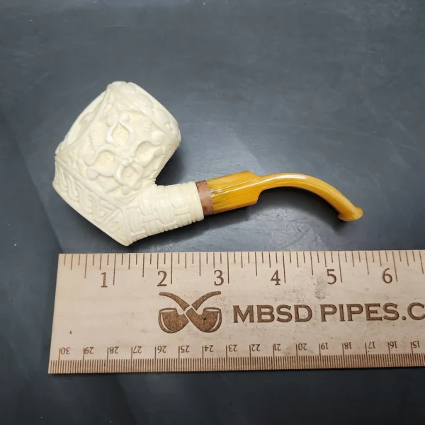 MBSD Meerschaum Deluxe Freemason Sitter Block Meerschaum Pipe, Briar-Mortise - Image 9