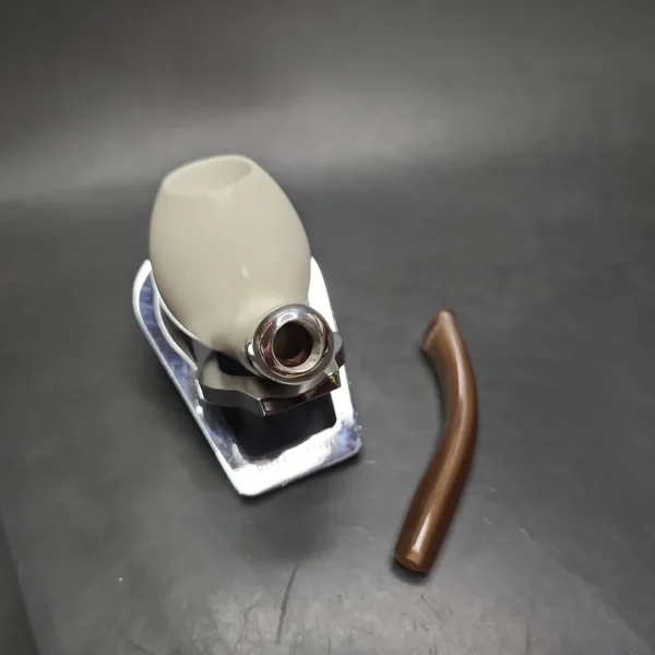 MBSD Meerschaum Deluxe Silver Bent Apple Block Meerschaum Pipe, Briar-Mortise - Image 9