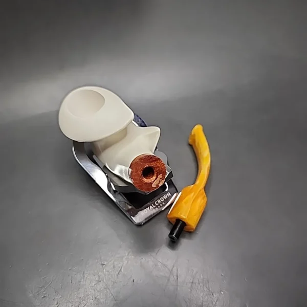 MBSD Meerschaum Deluxe Asymmetrical Dublin Block Meerschaum Pipe, Briar-Mortise - Image 10