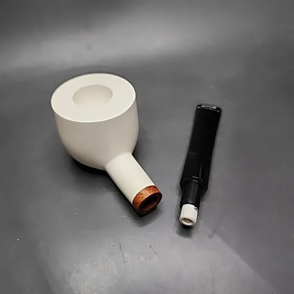 MBSD Meerschaum Deluxe Pot Block Meerschaum Pipe, Briar-Mortise, 9mm - Image 10