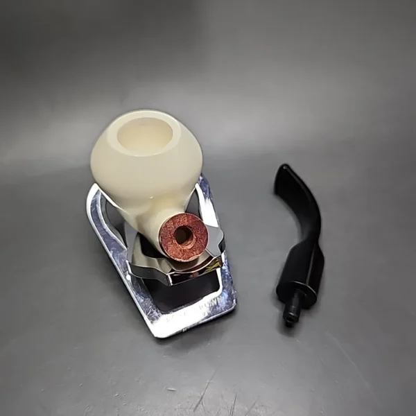 MBSD Meerschaum Deluxe Bent Rhodesian Block Meerschaum Pipe, Briar-Mortise - Image 11