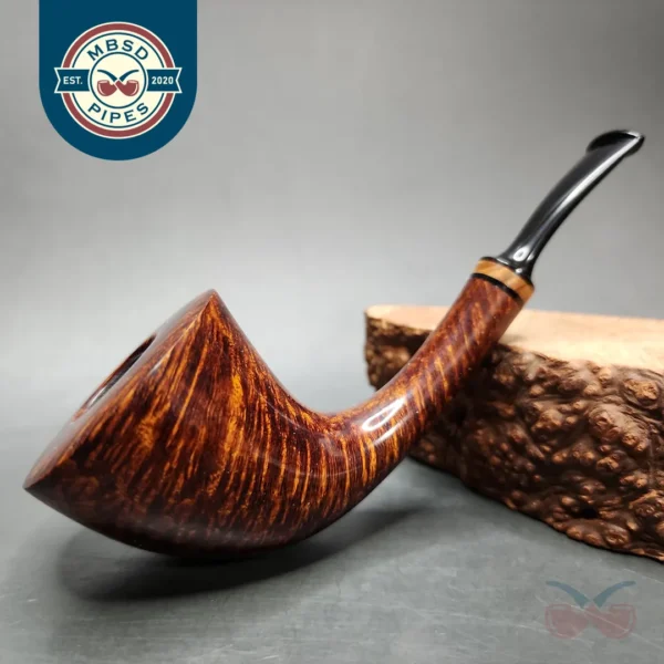 Piero Vitale Smooth Horn w/ Olive Wood (Sun) Handmade Briar Pipe, New