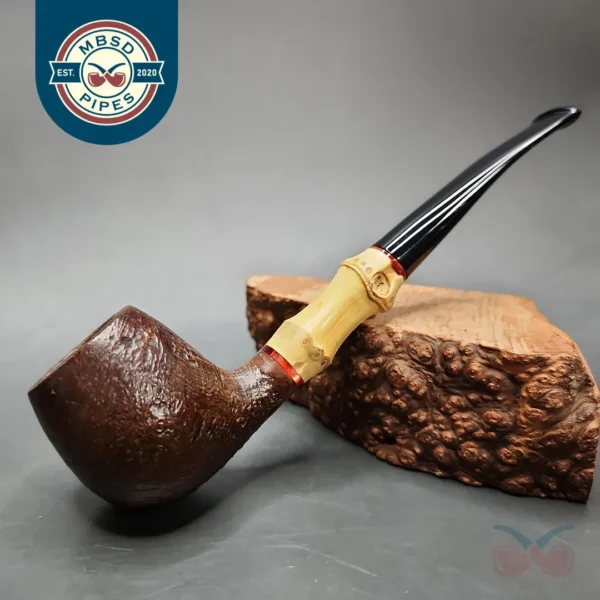 HS Studio Roadtown Sandblasted Bamboo Apple Estate Briar Pipe, Unsmoked