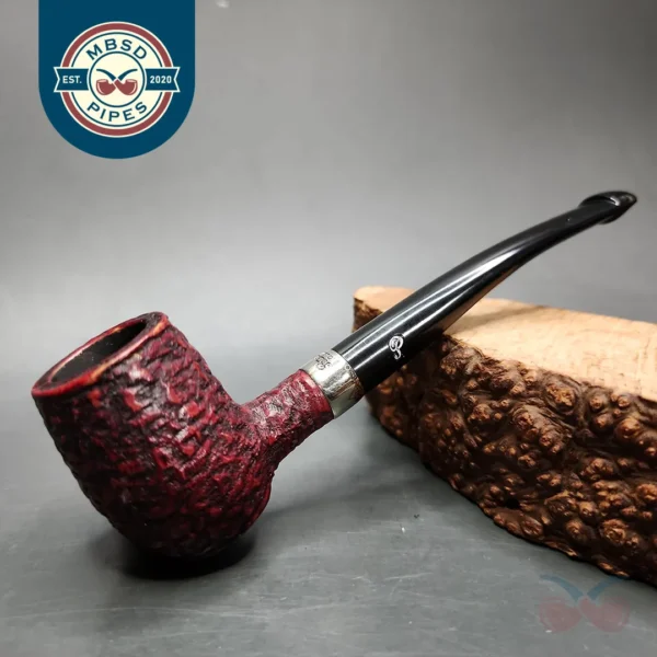 Peterson Nickel Mounted Barrel Rusticated Estate Briar Pipe, Irish Estates