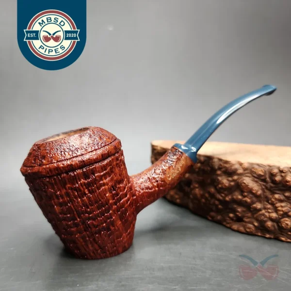 Chris Morgan Signature Sandblasted Cherrywood Sitter Handmade Briar Pipe, New