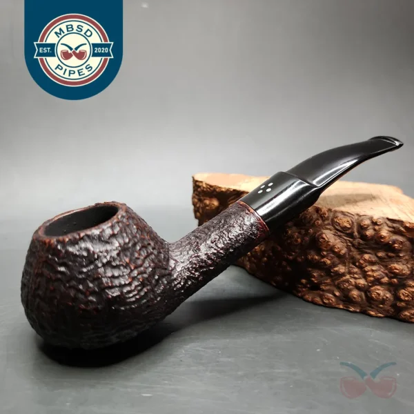 Sasieni 4 Dot Ruff Root Dark Sandblasted Diplomat Estate Briar Pipe, English Estates