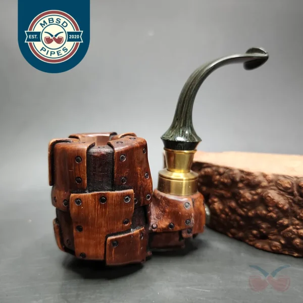 Moonlight "Steampunk" Oom Paul Sitter Handmade Briar Pipe, New