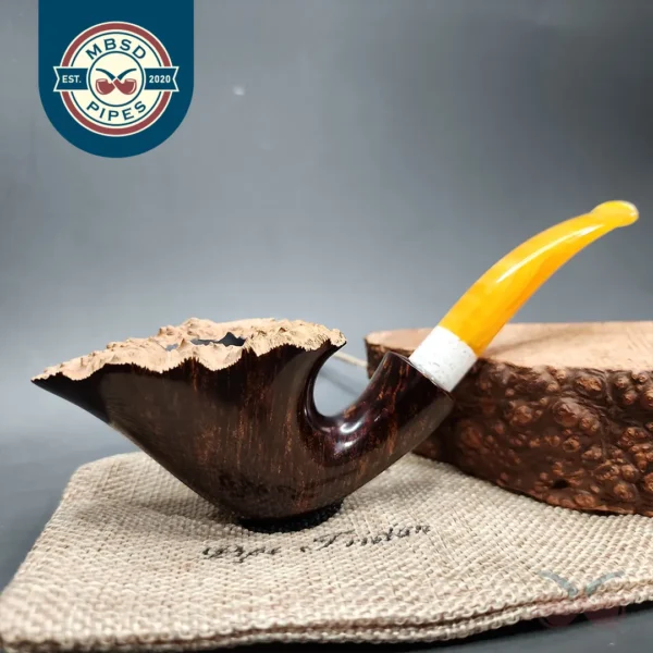 Pipe Tristan Smooth Fleur Freehand w/ Durat Handmade Briar Pipe, New - Image 2