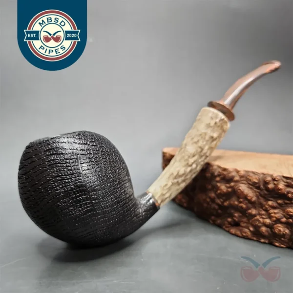 La Biota Large Morta Bent Egg w/ Horn Handmade Pipe, New