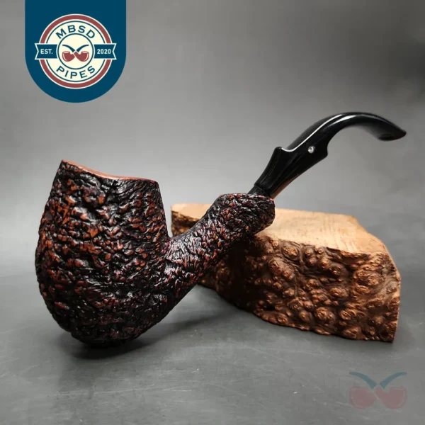 Castello Sea Rock KKKK 293 Rusticated Bent Egg Estate Briar Pipe, Italian Estates