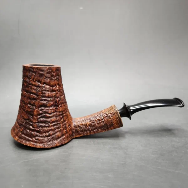 Piero Vitale Sandblasted Volcano w/ Cocobolo (Two Star) Handmade Briar Pipe, New - Image 3