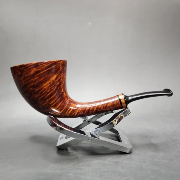 Piero Vitale Smooth Horn w/ Olive Wood (Sun) Handmade Briar Pipe, New - Image 3