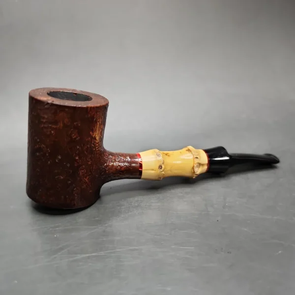 HS Studio Roadtown Sandblasted Bamboo Poker Estate Briar Pipe, Unsmoked - Image 3