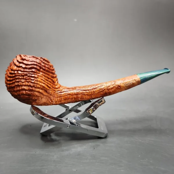 Chris Morgan Sandblasted Arbutus Long Shank Apple Handmade Briar Pipe, New - Image 3