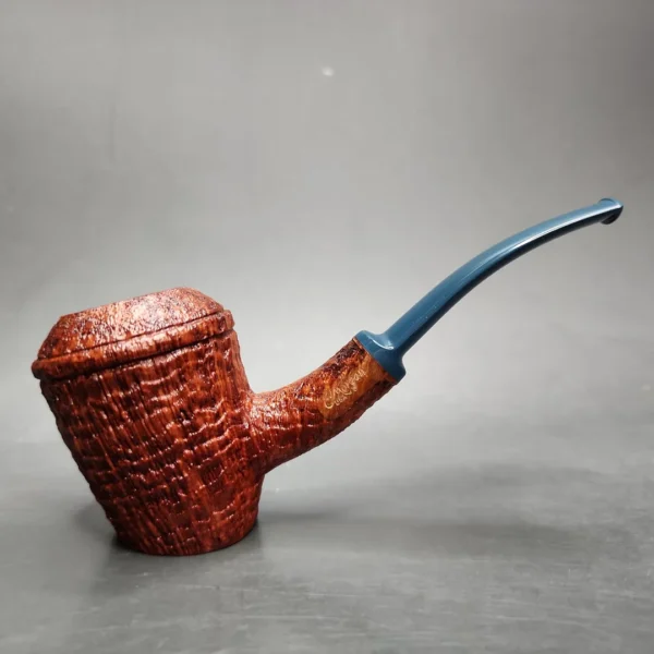 Chris Morgan Signature Sandblasted Cherrywood Sitter Handmade Briar Pipe, New - Image 3