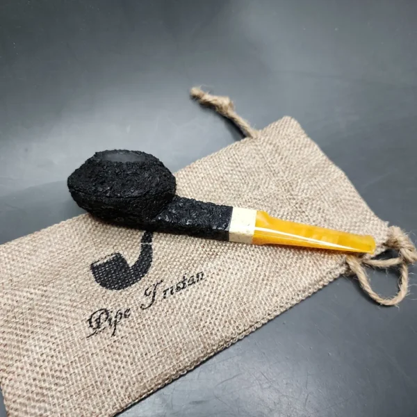 Pipe Tristan Rusticated Squat Bulldog Handmade Briar Pipe, New - Image 3