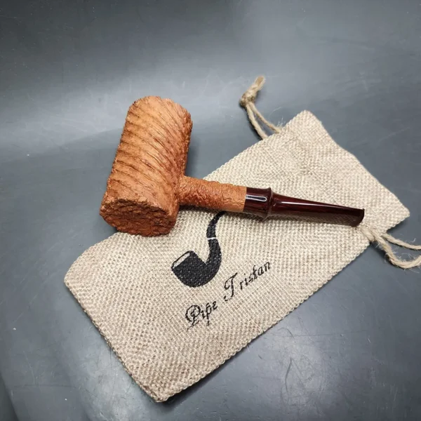 Pipe Tristan Ammonite Rusticated Poker Sitter Handmade Briar Pipe, New - Image 3
