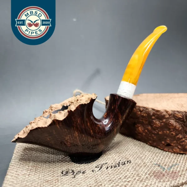Pipe Tristan Smooth Fleur Freehand w/ Durat Handmade Briar Pipe, New