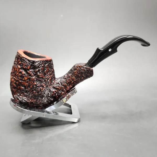 Castello Sea Rock KKKK 293 Rusticated Bent Egg Estate Briar Pipe, Italian Estates - Image 3