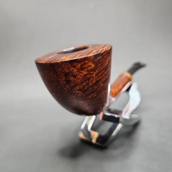 Piero Vitale Smooth Horn w/ Olive Wood (Sun) Handmade Briar Pipe, New - Image 4