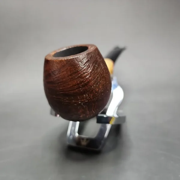 HS Studio Roadtown Sandblasted Bamboo Apple Estate Briar Pipe, Unsmoked - Image 4
