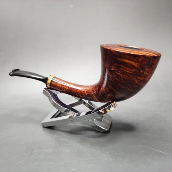 Piero Vitale Smooth Horn w/ Olive Wood (Sun) Handmade Briar Pipe, New - Image 5