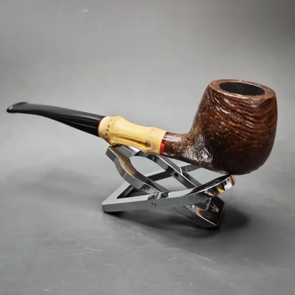 HS Studio Roadtown Sandblasted Bamboo Apple Estate Briar Pipe, Unsmoked - Image 5