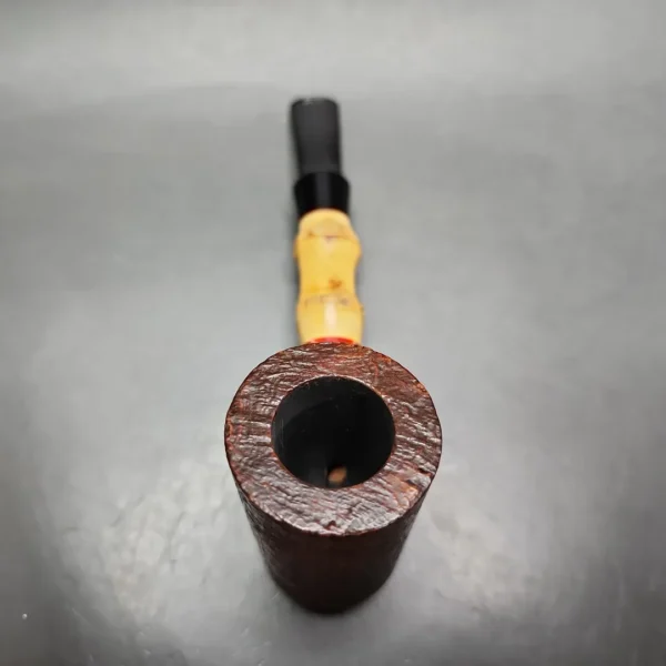 HS Studio Roadtown Sandblasted Bamboo Poker Estate Briar Pipe, Unsmoked - Image 5