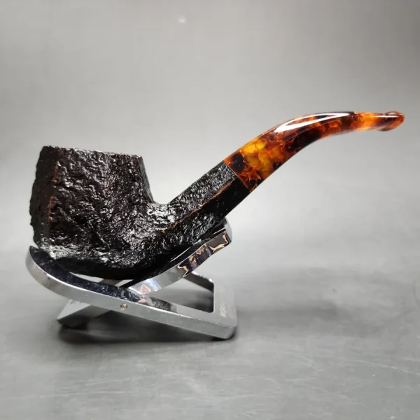 Savinelli Ottagono 111 Sandblasted Panel Bent Billiard Briar Pipe, 6mm (477/600) - Image 5