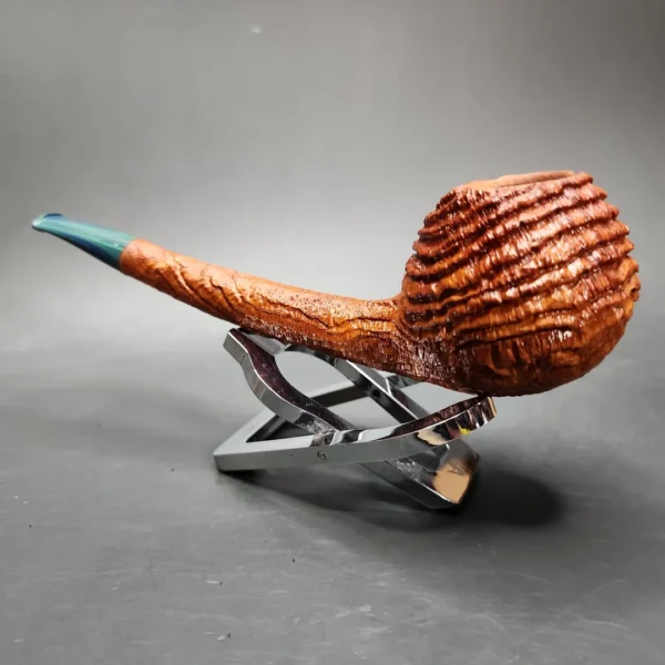 Chris Morgan Sandblasted Arbutus Long Shank Apple Handmade Briar Pipe, New - Image 5