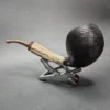 La Biota Large Morta Bent Egg w/ Horn Handmade Pipe, New - Image 5