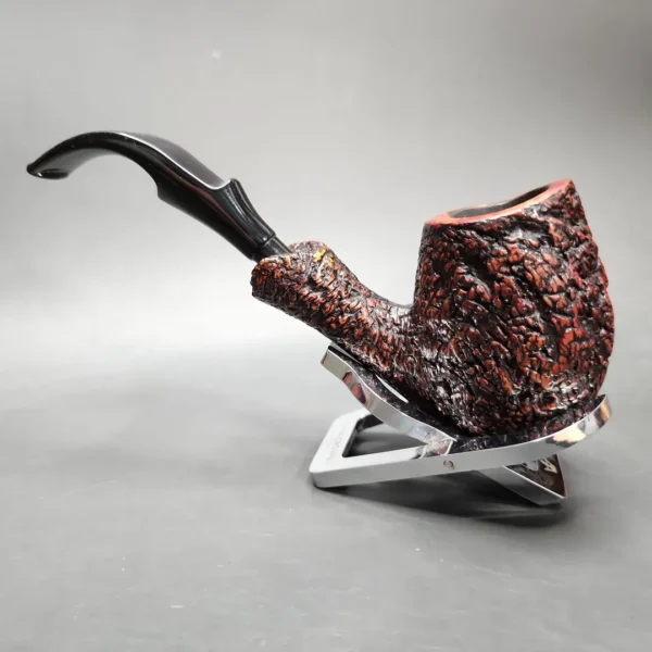 Castello Sea Rock KKKK 293 Rusticated Bent Egg Estate Briar Pipe, Italian Estates - Image 5